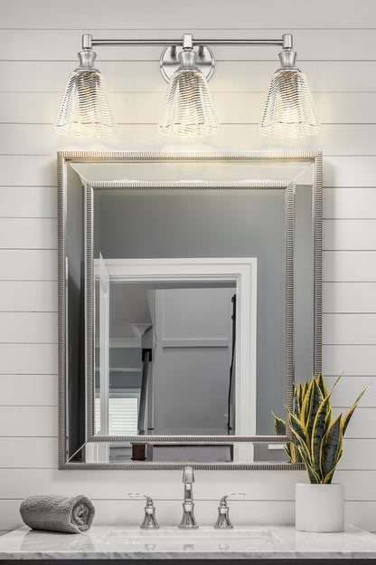 Z-Lite Nextra 24" 3-Light Brushed Nickel Steel Frame Clear Glass Shade Vanity Light