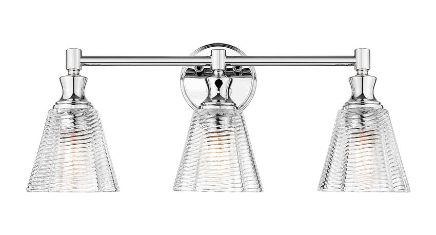 Z-Lite Auden 24" 3-Light Chrome Steel Frame Clear Glass Shade Vanity Light