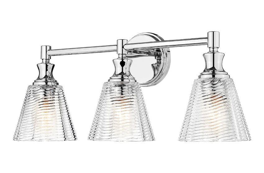 Z-Lite Auden 24" 3-Light Chrome Steel Frame Clear Glass Shade Vanity Light