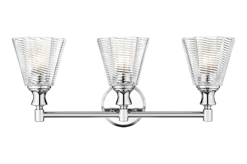 Z-Lite Auden 24" 3-Light Chrome Steel Frame Clear Glass Shade Vanity Light