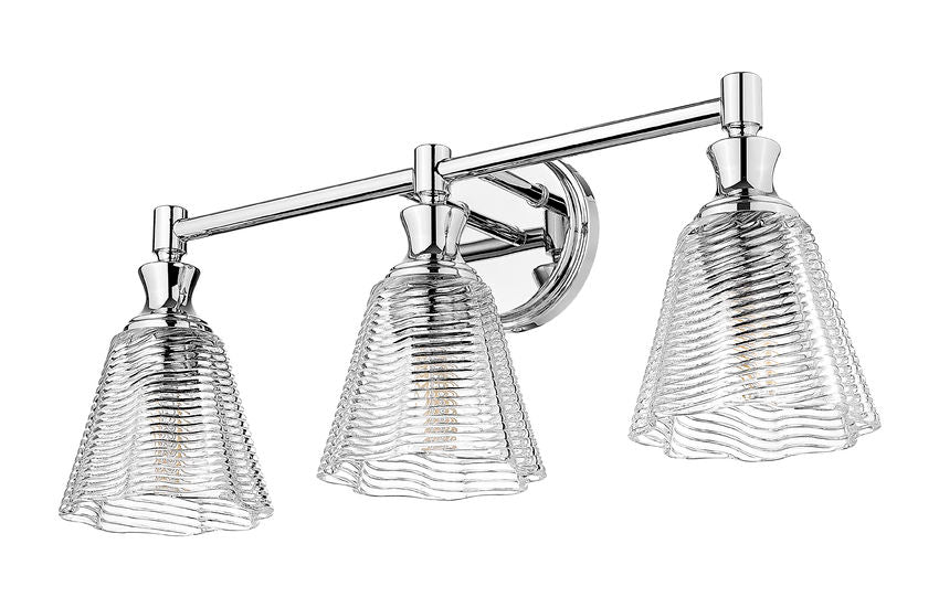 Z-Lite Auden 24" 3-Light Chrome Steel Frame Clear Glass Shade Vanity Light