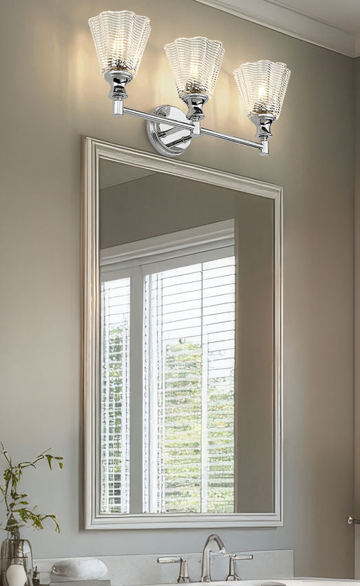Z-Lite Auden 24" 3-Light Chrome Steel Frame Clear Glass Shade Vanity Light