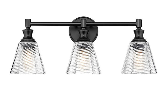 Z-Lite Auden 24" 3-Light Matte Black Steel Frame Clear Glass Shade Vanity Light