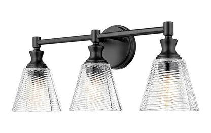 Z-Lite Auden 24" 3-Light Matte Black Steel Frame Clear Glass Shade Vanity Light
