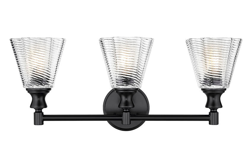 Z-Lite Auden 24" 3-Light Matte Black Steel Frame Clear Glass Shade Vanity Light