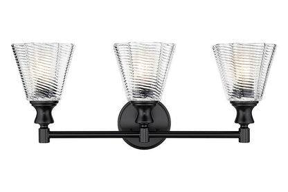 Z-Lite Auden 24" 3-Light Matte Black Steel Frame Clear Glass Shade Vanity Light