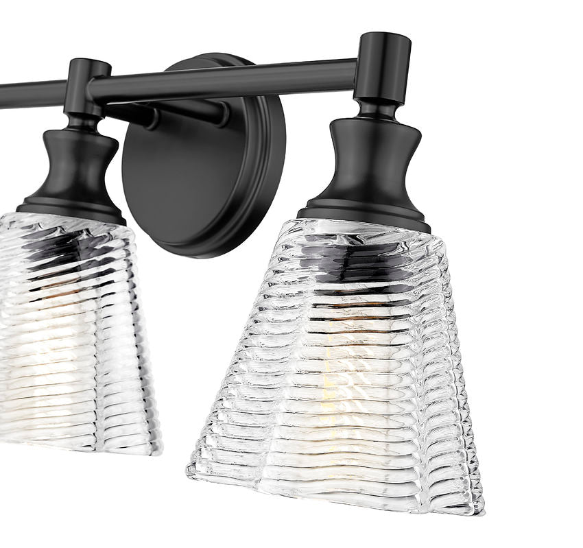 Z-Lite Auden 24" 3-Light Matte Black Steel Frame Clear Glass Shade Vanity Light