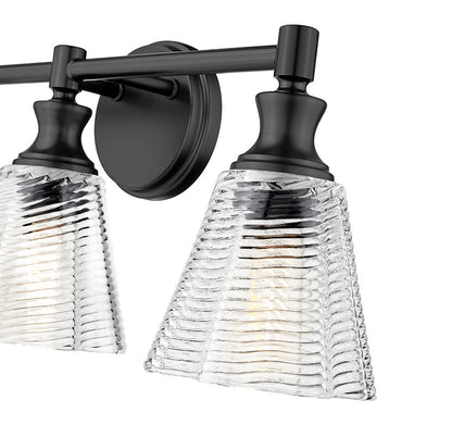 Z-Lite Auden 24" 3-Light Matte Black Steel Frame Clear Glass Shade Vanity Light