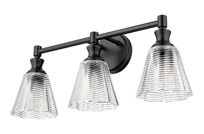 Z-Lite Auden 24" 3-Light Matte Black Steel Frame Clear Glass Shade Vanity Light