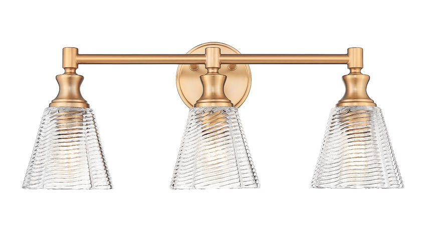 Z-Lite Auden 24" 3-Light Modern Gold Steel Frame Clear Glass Shade Vanity Light