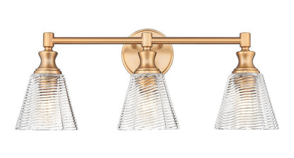 Z-Lite Auden 24" 3-Light Modern Gold Steel Frame Clear Glass Shade Vanity Light