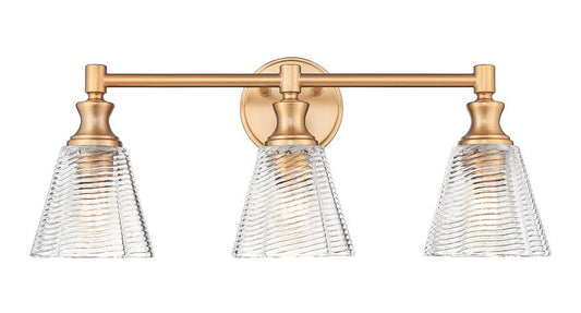Z-Lite Auden 24" 3-Light Modern Gold Steel Frame Clear Glass Shade Vanity Light
