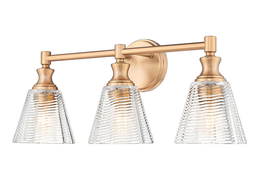 Z-Lite Auden 24" 3-Light Modern Gold Steel Frame Clear Glass Shade Vanity Light