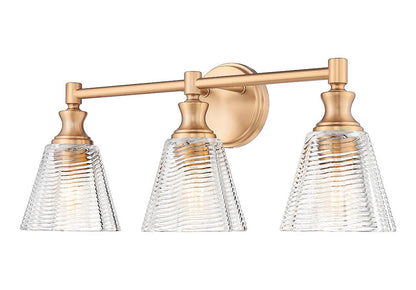 Z-Lite Auden 24" 3-Light Modern Gold Steel Frame Clear Glass Shade Vanity Light