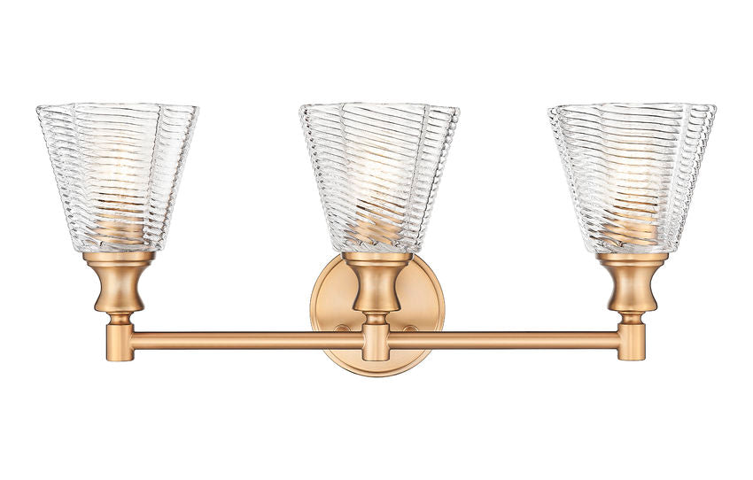 Z-Lite Auden 24" 3-Light Modern Gold Steel Frame Clear Glass Shade Vanity Light