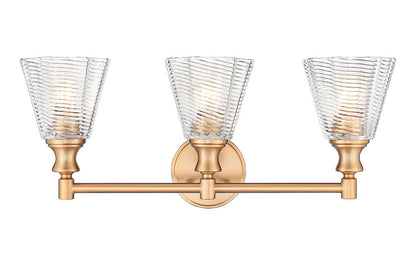 Z-Lite Auden 24" 3-Light Modern Gold Steel Frame Clear Glass Shade Vanity Light