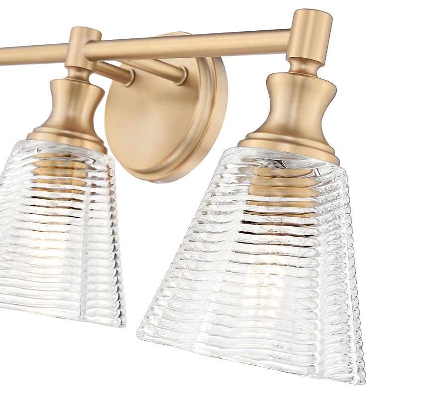 Z-Lite Auden 24" 3-Light Modern Gold Steel Frame Clear Glass Shade Vanity Light