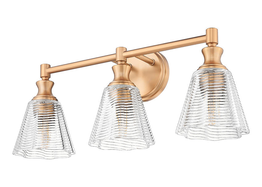 Z-Lite Auden 24" 3-Light Modern Gold Steel Frame Clear Glass Shade Vanity Light