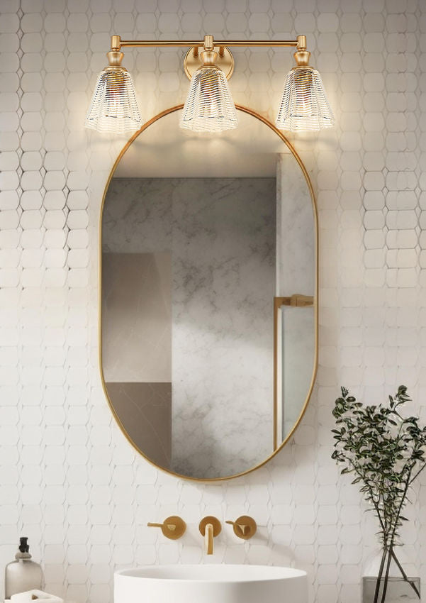 Z-Lite Auden 24" 3-Light Modern Gold Steel Frame Clear Glass Shade Vanity Light