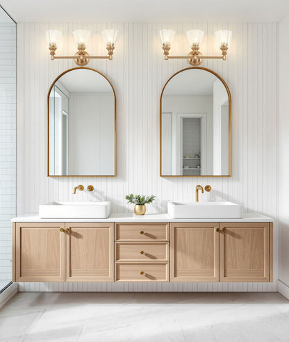 Z-Lite Auden 24" 3-Light Modern Gold Steel Frame Clear Glass Shade Vanity Light