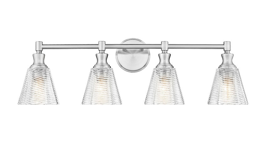 Z-Lite Auden 32" 4-Light Brushed Nickel Steel Frame Clear Glass Shade Vanity Light