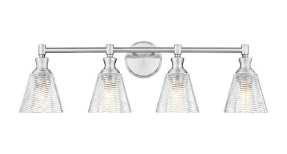 Z-Lite Auden 32" 4-Light Brushed Nickel Steel Frame Clear Glass Shade Vanity Light
