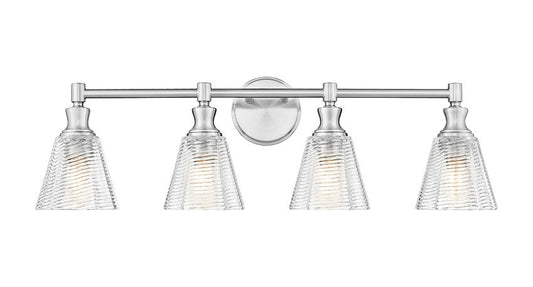 Z-Lite Auden 32" 4-Light Brushed Nickel Steel Frame Clear Glass Shade Vanity Light