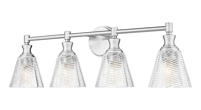 Z-Lite Auden 32" 4-Light Brushed Nickel Steel Frame Clear Glass Shade Vanity Light