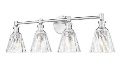 Z-Lite Auden 32" 4-Light Brushed Nickel Steel Frame Clear Glass Shade Vanity Light