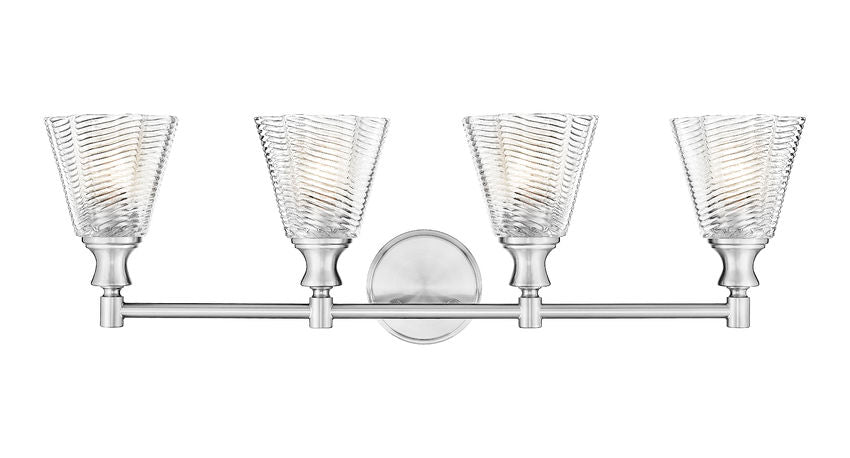 Z-Lite Auden 32" 4-Light Brushed Nickel Steel Frame Clear Glass Shade Vanity Light