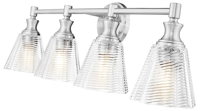 Z-Lite Auden 32" 4-Light Brushed Nickel Steel Frame Clear Glass Shade Vanity Light
