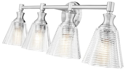 Z-Lite Auden 32" 4-Light Brushed Nickel Steel Frame Clear Glass Shade Vanity Light