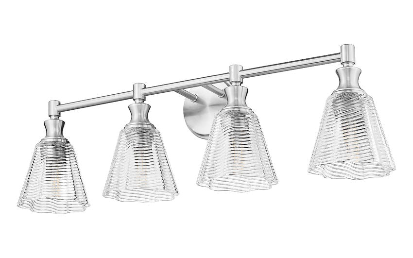 Z-Lite Auden 32" 4-Light Brushed Nickel Steel Frame Clear Glass Shade Vanity Light