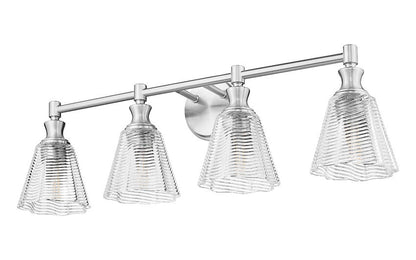 Z-Lite Auden 32" 4-Light Brushed Nickel Steel Frame Clear Glass Shade Vanity Light