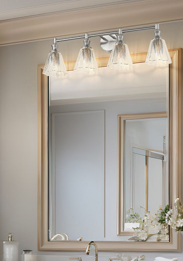 Z-Lite Auden 32" 4-Light Brushed Nickel Steel Frame Clear Glass Shade Vanity Light