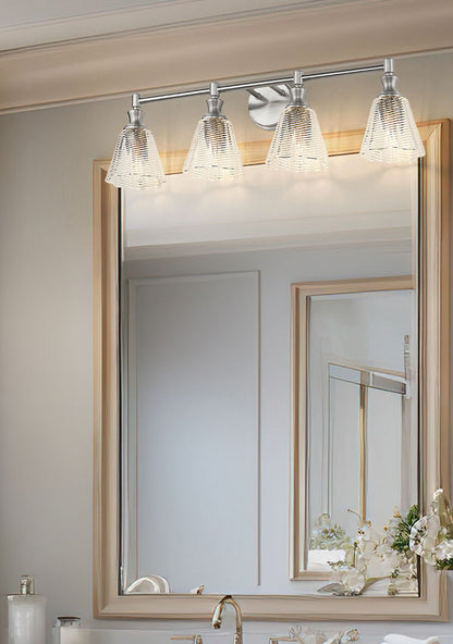 Z-Lite Auden 32" 4-Light Brushed Nickel Steel Frame Clear Glass Shade Vanity Light