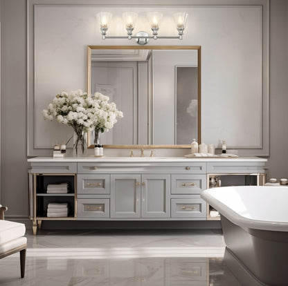 Z-Lite Auden 32" 4-Light Brushed Nickel Steel Frame Clear Glass Shade Vanity Light