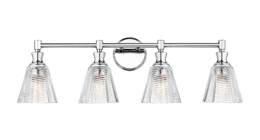 Z-Lite Auden 32" 4-Light Chrome Steel Frame Clear Glass Shade Vanity Light