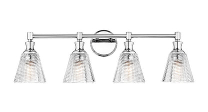 Z-Lite Auden 32" 4-Light Chrome Steel Frame Clear Glass Shade Vanity Light