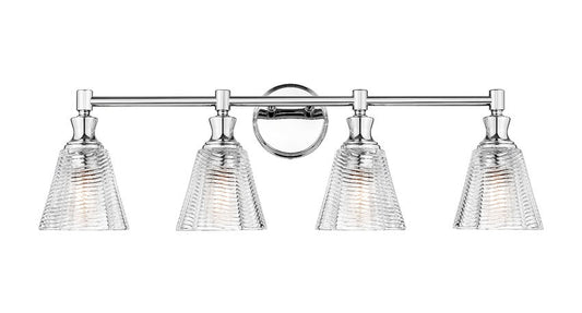 Z-Lite Auden 32" 4-Light Chrome Steel Frame Clear Glass Shade Vanity Light