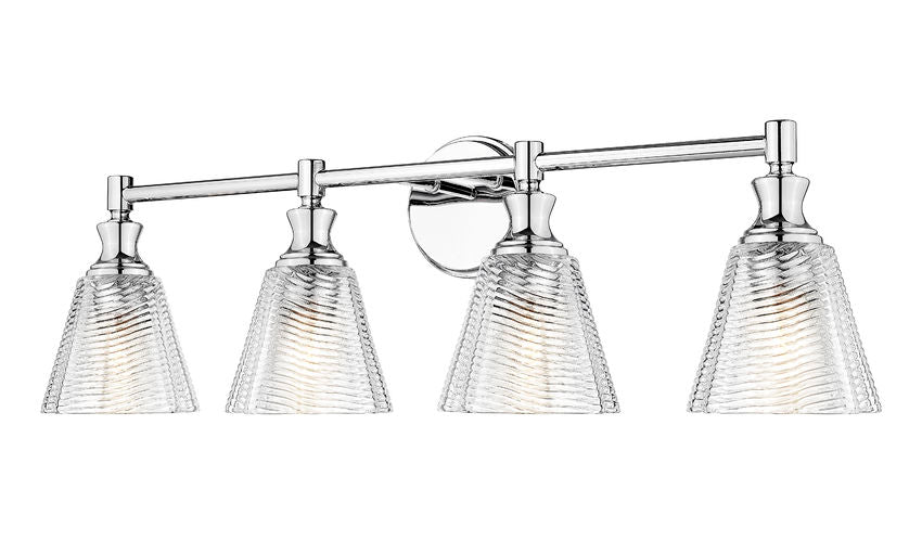 Z-Lite Auden 32" 4-Light Chrome Steel Frame Clear Glass Shade Vanity Light