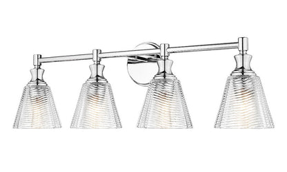 Z-Lite Auden 32" 4-Light Chrome Steel Frame Clear Glass Shade Vanity Light