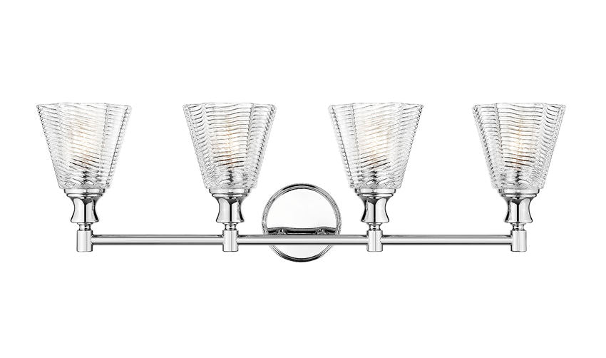 Z-Lite Auden 32" 4-Light Chrome Steel Frame Clear Glass Shade Vanity Light