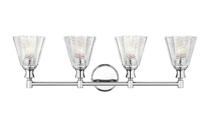 Z-Lite Auden 32" 4-Light Chrome Steel Frame Clear Glass Shade Vanity Light