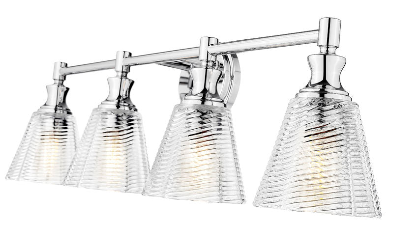 Z-Lite Auden 32" 4-Light Chrome Steel Frame Clear Glass Shade Vanity Light