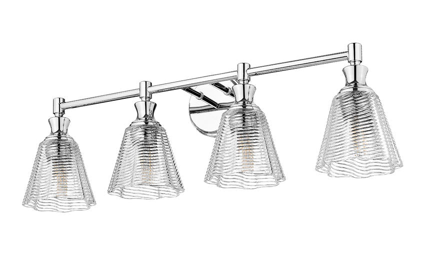 Z-Lite Auden 32" 4-Light Chrome Steel Frame Clear Glass Shade Vanity Light