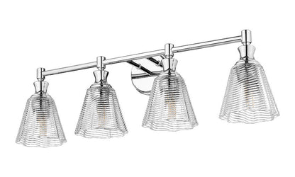 Z-Lite Auden 32" 4-Light Chrome Steel Frame Clear Glass Shade Vanity Light
