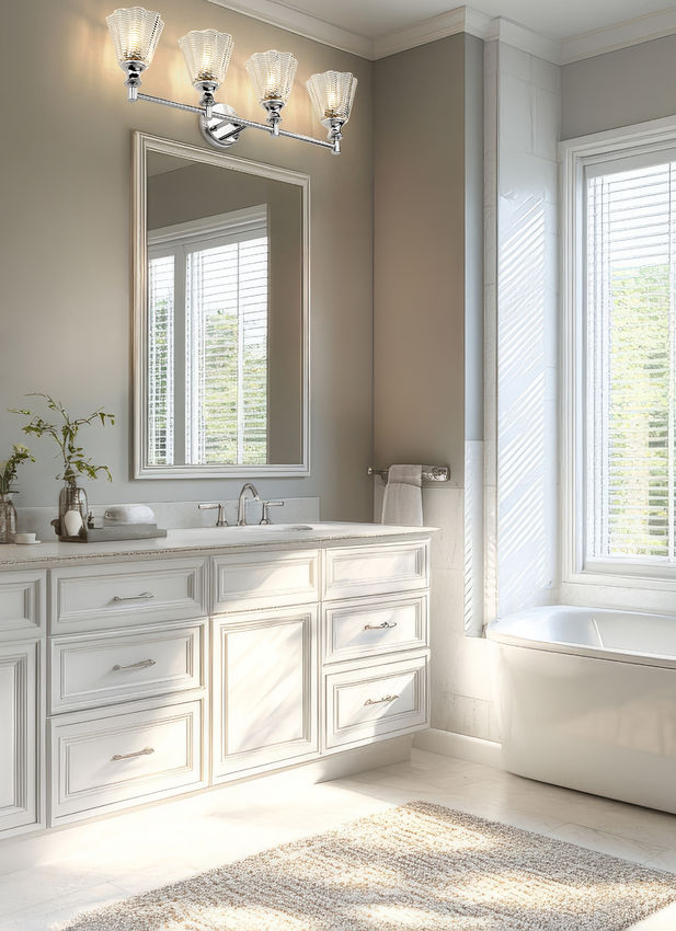 Z-Lite Auden 32" 4-Light Chrome Steel Frame Clear Glass Shade Vanity Light