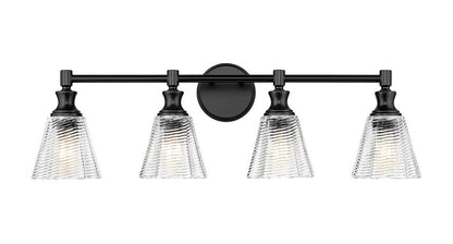 Z-Lite Auden 32" 4-Light Matte Black Steel Frame Clear Glass Shade Vanity Light