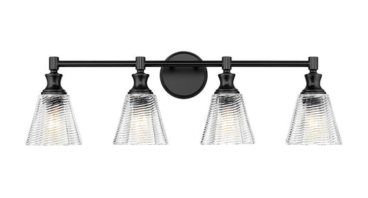 Z-Lite Auden 32" 4-Light Matte Black Steel Frame Clear Glass Shade Vanity Light